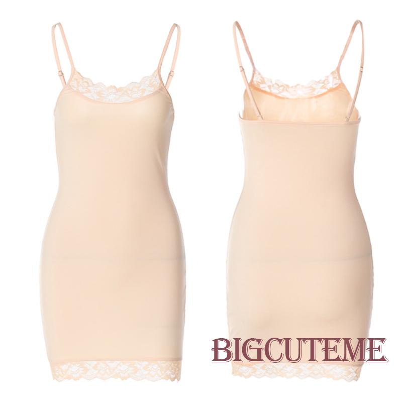 [] - Đầm Ôm Mini Hai Dây Phối Ren Màu Trơn