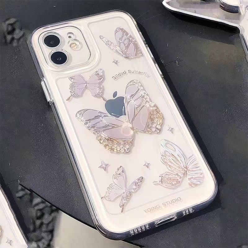 ✅Ốp Điện Thoại Trong Suốt Chống Sốc In Họa Tiết Bươm Bướm Xinh Xắn Dành Cho iPhone 14 Pro Max 13 11 xs