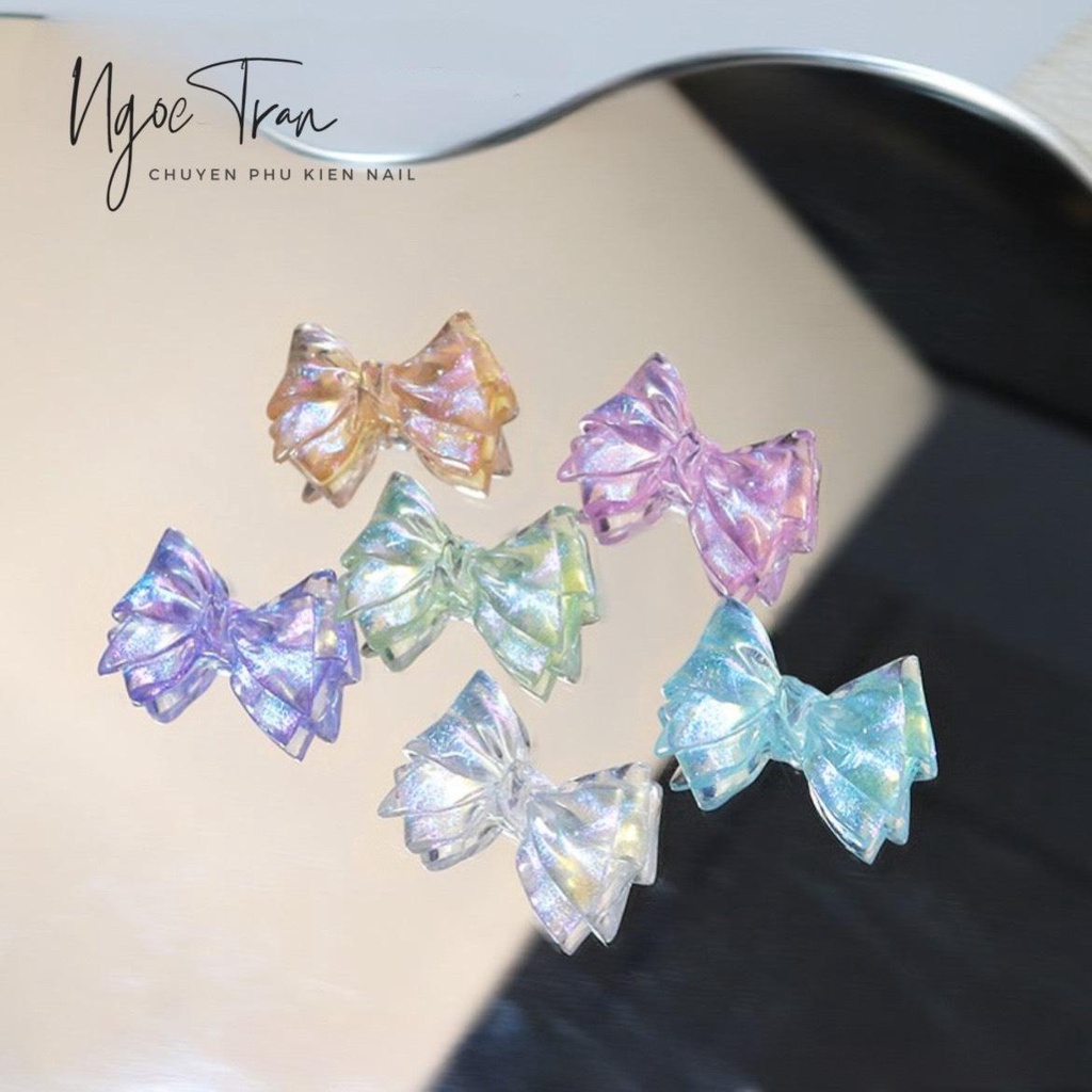 Nơ Pha Lê Nhũ Flash Sáng Mới 2023 HÀN QUỐC Siêu Đáng Yêu | Trang Trí Móng Tay NZ24