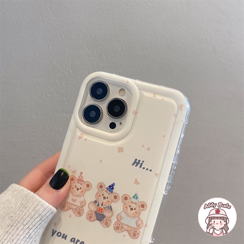 Ốp Điện Thoại TPU Dẻo Họa Tiết Hoạt Hình Chú Gấu &amp; Chữ Happy Birthday Dễ Thương Chống Bụi Cho IPhone 14 Pro Max 13 12 11 Pro Max