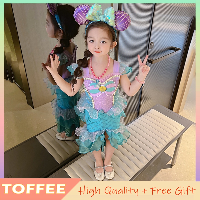 Đầm Nàng Tiên Cá Đính Vỏ Sò Lấp Lánh Cho Bé Gái
