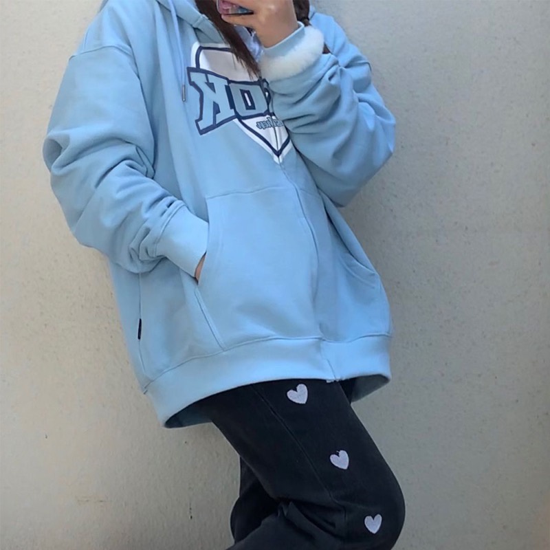 Hàng Có Sẵn Áo Hoodie Unisex Oversize Phong Cách Hàn Quốc