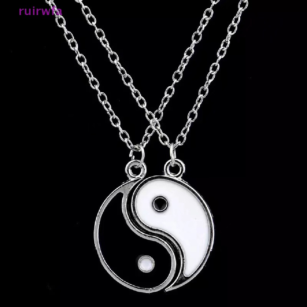 Ruirwfa Vòng cổ Mặt Âm Dương Ghép Nối Xu Hướng Phong Cách Goth Mới