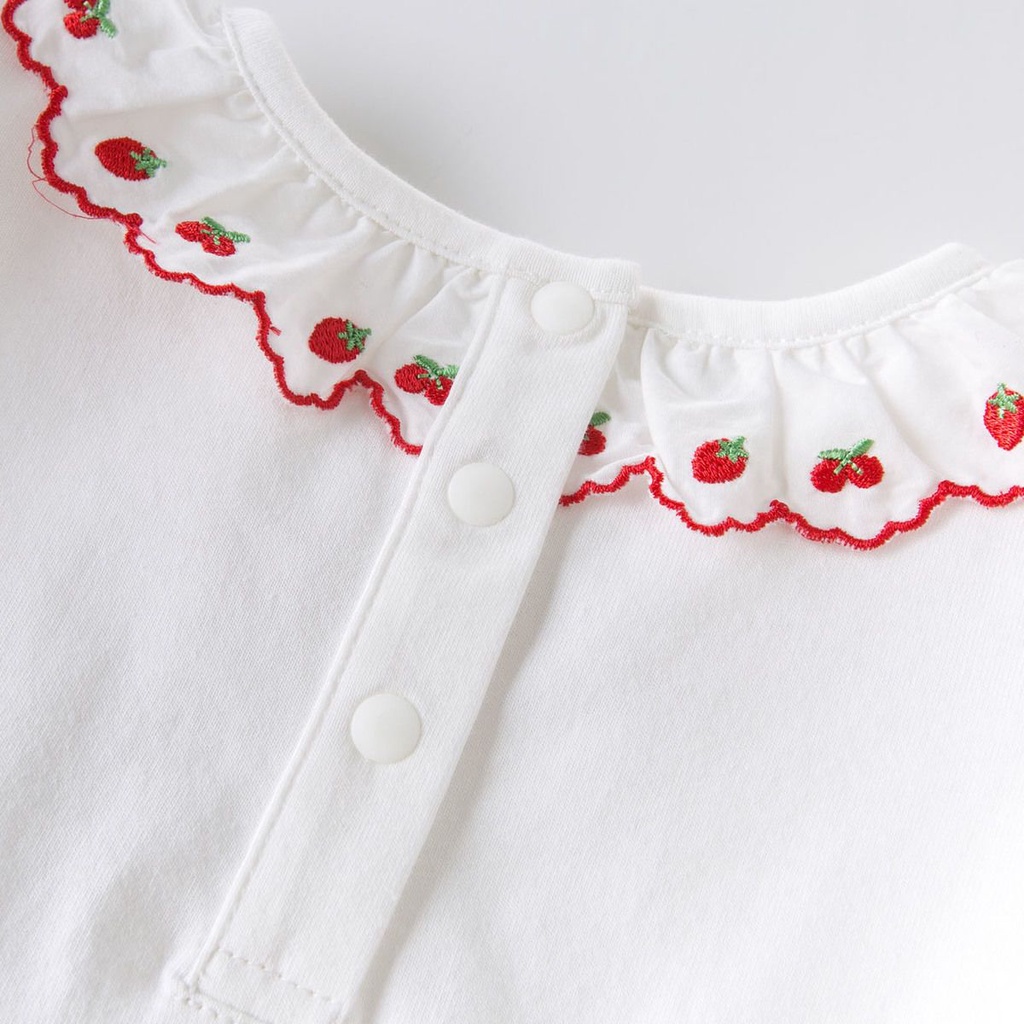 Áo Thun Bé Gái Tay Ngắn In Hình Quả Dâu Dễ Thương Phong Cách Hàn Quốc 2023