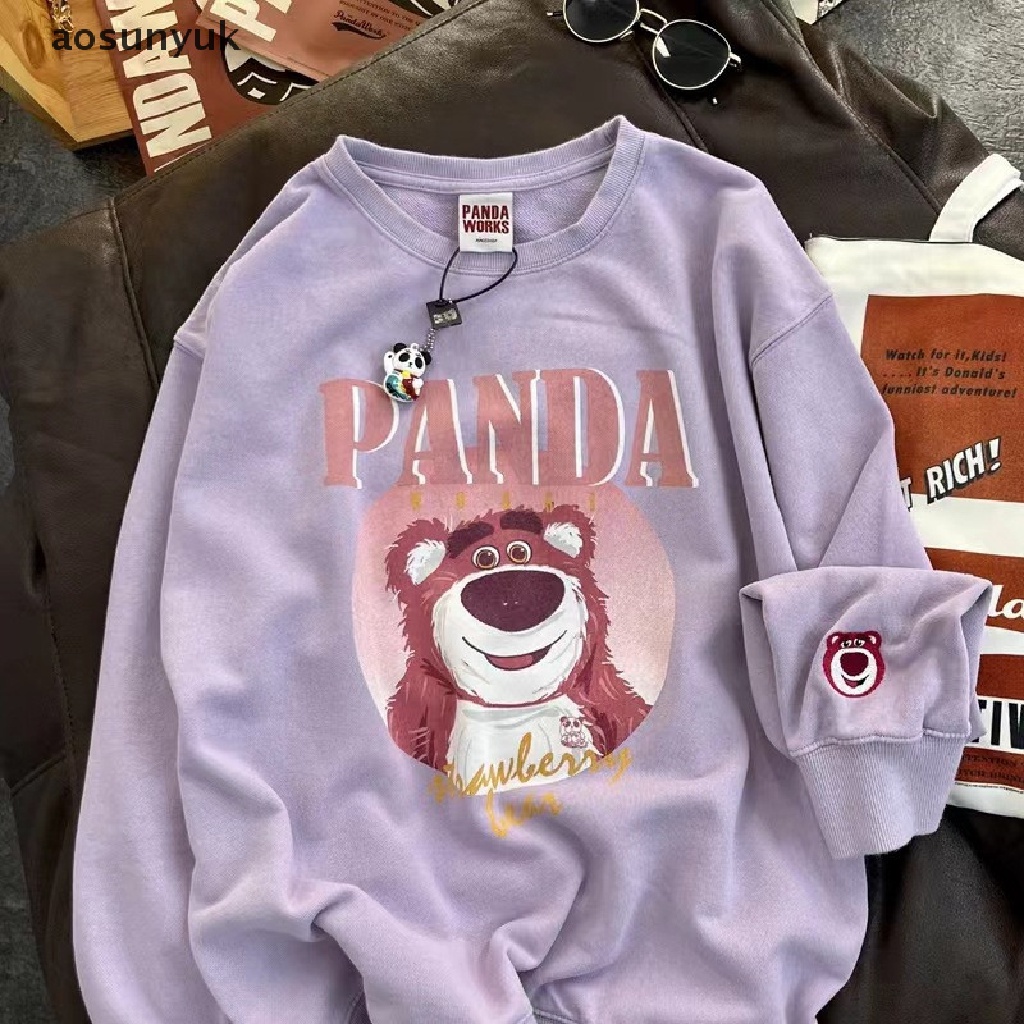 DISNEY Aosunyuk Áo Sweater Chui Đầu In Hình Gấu Dâu Tây Hoạt Hình Dễ Thương Thời Trang Thu Đông Hàn Quốc Hàng Mới 2022 Dành Cho Bạn Nữ EN