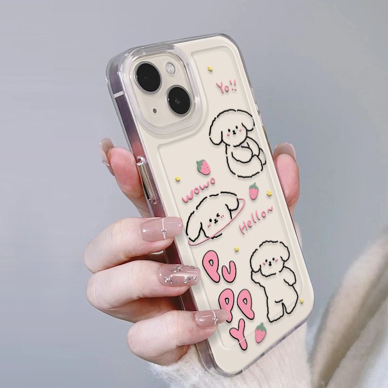 ✅Ốp Điện Thoại Trong Suốt Chống Sốc Hình Cún Và Dâu Tây Cho iPhone14promax 13 / 12 / 11 xr / xs 7 / 8p 8TJ7