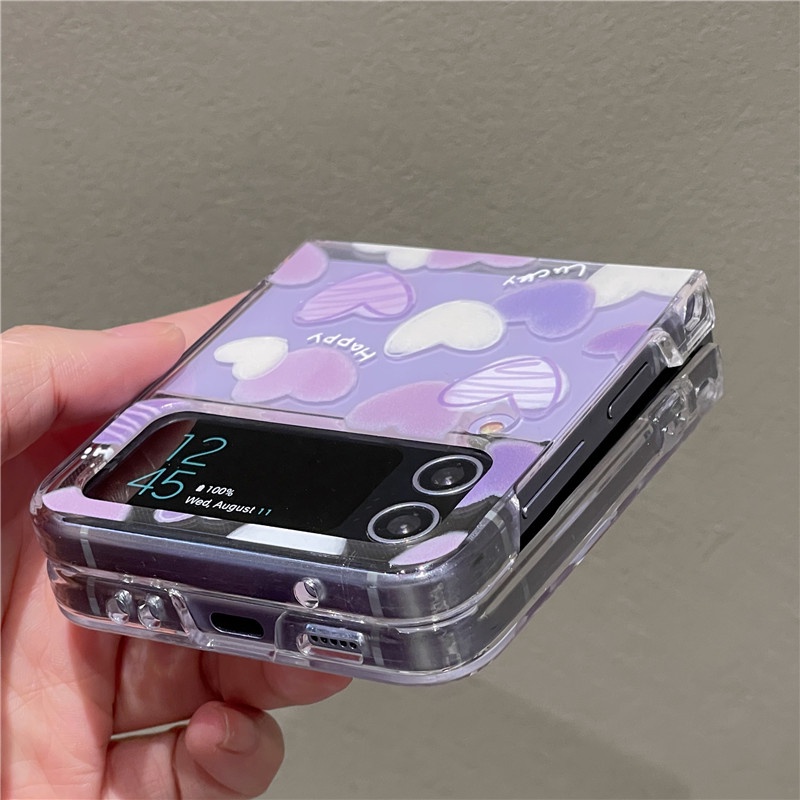 Bao Da Điện Thoại Họa Tiết Trái Tim Dễ Thương Cho samsung galaxy z flip 3 4 5 z flip5 zflip5 zflip3 zflip4 Ốp