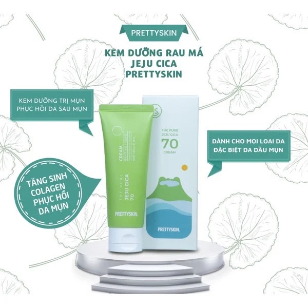 Kem Dưỡng PrettySkin Làm Dịu Da Chiết Xuất Rau Má Jeju Cica 50ml