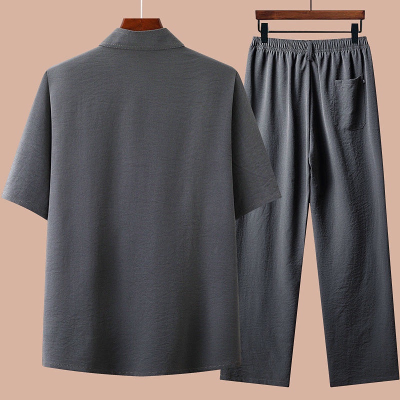 Bộ Đồ Hán Phục Tay Ngắn Phong Cách Trung Hoa Thời Trang Mùa Hè 2023 Cho Nam Tuổi Trung Niên 94