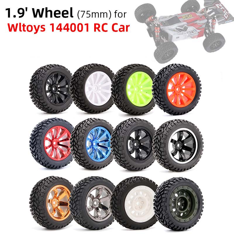Set 4 Bánh Xe Cao Su Tự Nhiên 24h 100% 75mm 12mm Cho Xe Điều Khiển Tỉ Lệ 1 / 10 1 / 14 1 / 16 Wltoys 144001 Thanh Chắn Bùn Chuyên Dụng Cho Xe Đạp Trx4 Spot Traxxas Trx4