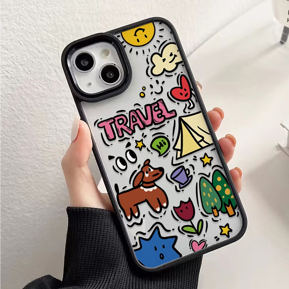 Ốp Điện Thoại Nhựa Acrylic Cứng Trong Suốt Hình Gấu Thỏ Đám Mây Cho iphone 14promax 11 13 12 7Plus X XS Max