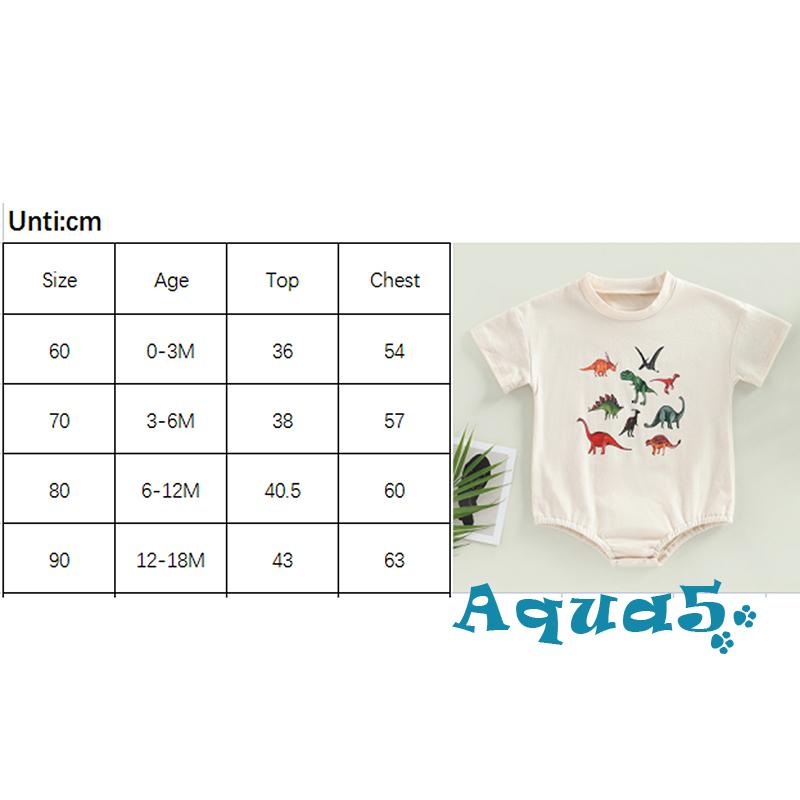 Áo Liền Quần Ngắn Tay In Hình Khủng Long Đáng Yêu Cho Bé