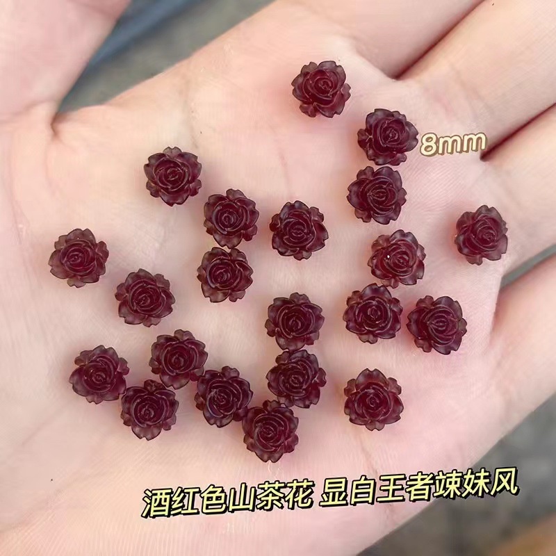 Vật Liệu Trang Trí Móng Tay Nghệ Thuật Bằng Mây San Hô Hình Hoa Trà Đỏ Cô Gái Hoang Dã