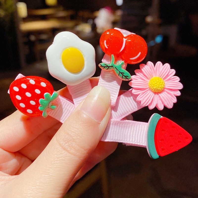 Bộ 10 Kẹp Tóc Cao Su Họa Tiết Hoạt Hình Dễ Thương Cho Bé