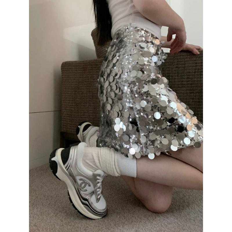 Chân Váy Bút Chì Y2K Đính Kim Sa Lấp Lánh Thời Trang