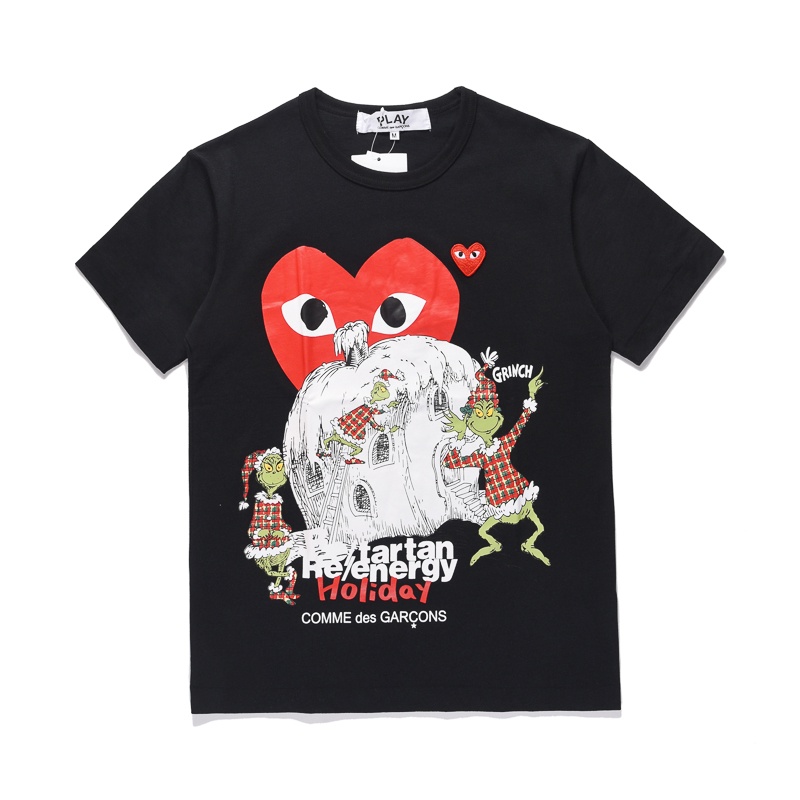 Play COMME DES GARCONS REI KAWAKUBO CDG Áo Thun Tay Ngắn In Hình Trái Tim Thời Trang Mùa Hè Cho Các Cặp Đôi