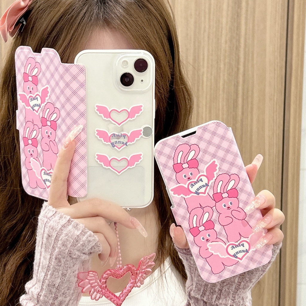 Ốp Điện Thoại tpu silicone Mềm Trong Suốt Nắp Lật Chống Sốc In Hình Thỏ Hoạt Hình Cho iPhone 14 13 12 11 PRO MAX