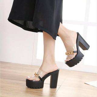 Xăng đan cao gót 14cm thiết kế trong suốt thời trang dành cho nữ