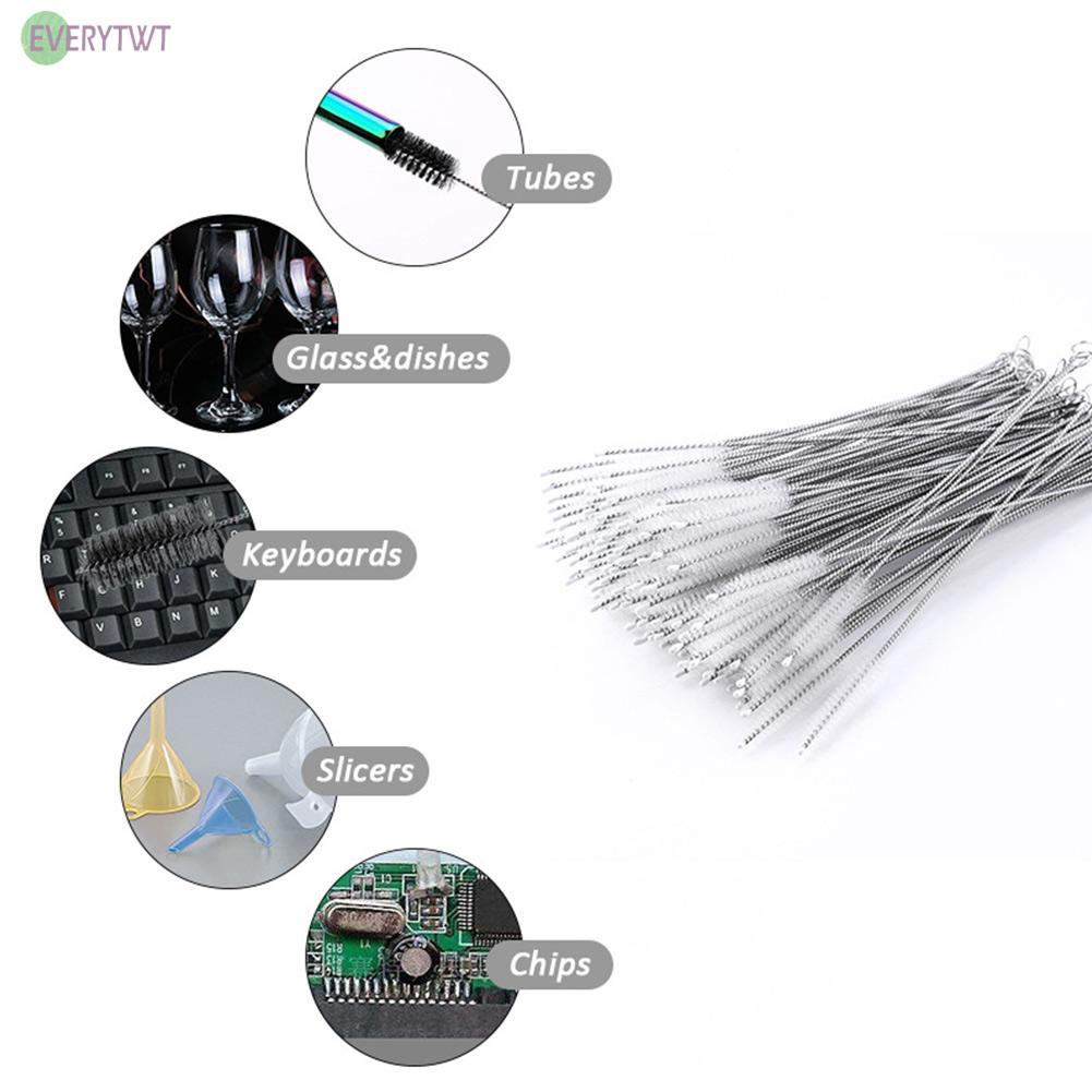 ⭐ Hot Sale ⭐Drinking Straw Brush 10pcs Cleaning Tools Nylon Silver Stainless Steel