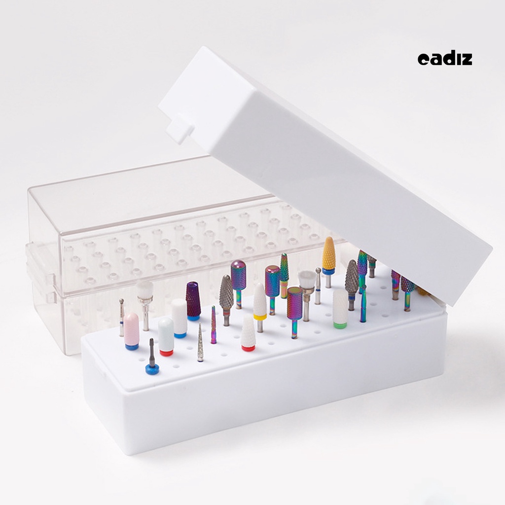 Hộp Đựng Mũi Khoan Móng Tay 48 Lỗ Bằng Nhựa Trong Suốt Chống Bụi Tiết Kiệm Không Gian DIY