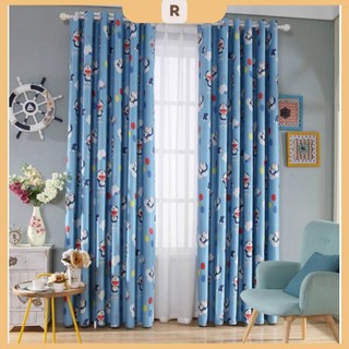 Rèm khoen lỗ 4.5cm, khoen ri đô 3.4cm, dán tường mẫu ĐÔ RE MON XANH nhiều kích thước
