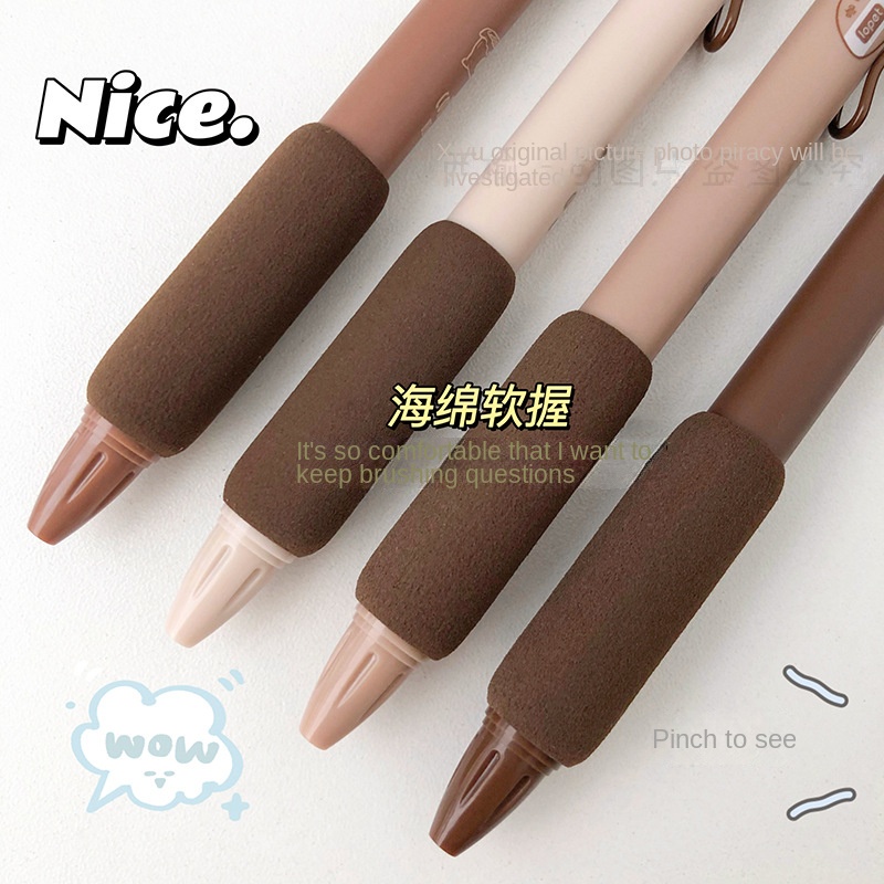 Set 4 Bút Bi Ngòi 0.5st Màu Đen / Cà Phê Dạng Nhấn Tiện Dụng