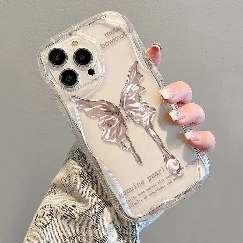 ✅Ốp Điện Thoại Mềm Chống Sốc Họa Tiết Bướm Kim Loại Cho iPhone14 / 13promax 12 / 11 7 / 8plus xsxr 0JL6