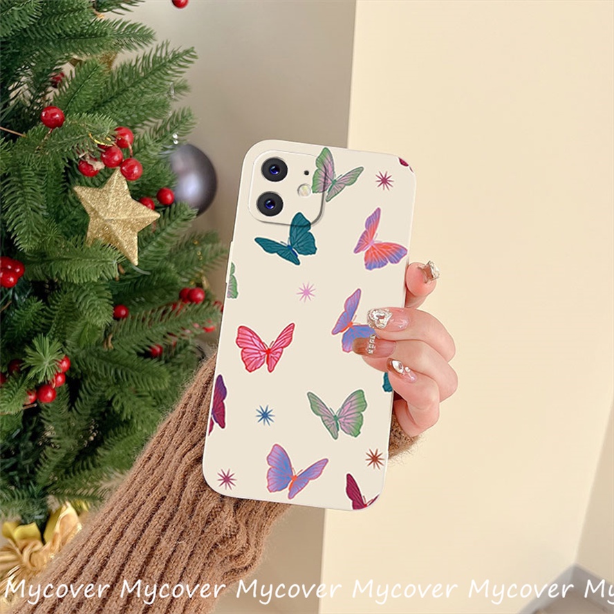 Ốp Điện Thoại Silicon Mềm Họa Tiết Cánh Bướm Nhiều Màu Sắc Cho iPhone 14 13 12 11 Pro Max X XR Xs Max 6 7 8 Plus