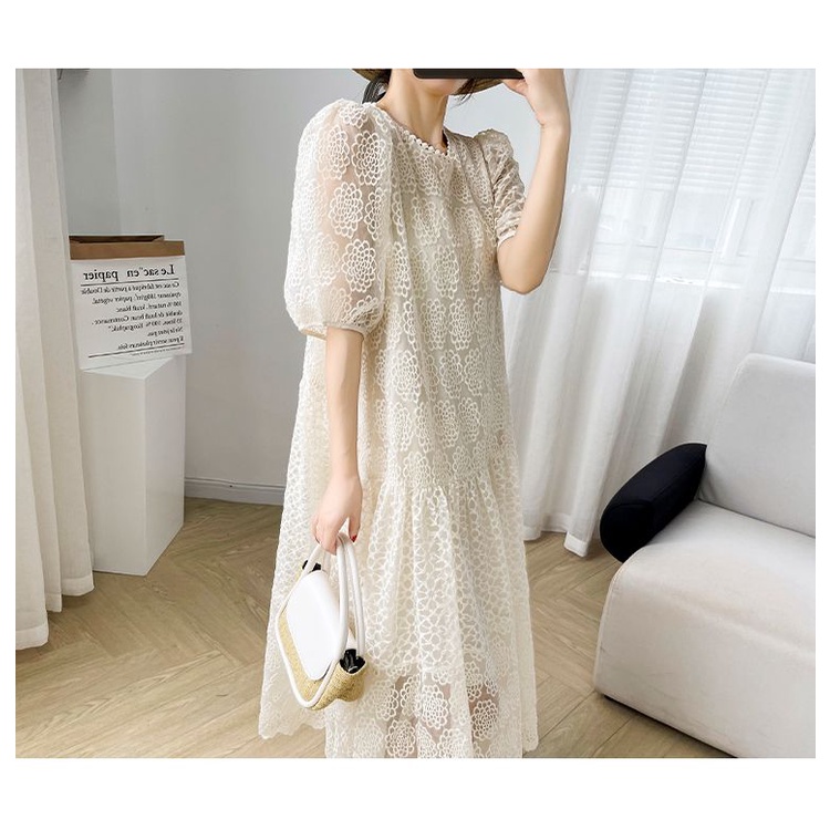 Đầm Nữ Phối Ren Họa Tiết Thêu Xinh Xắn Thời Trang Dành Cho Mùa Hè