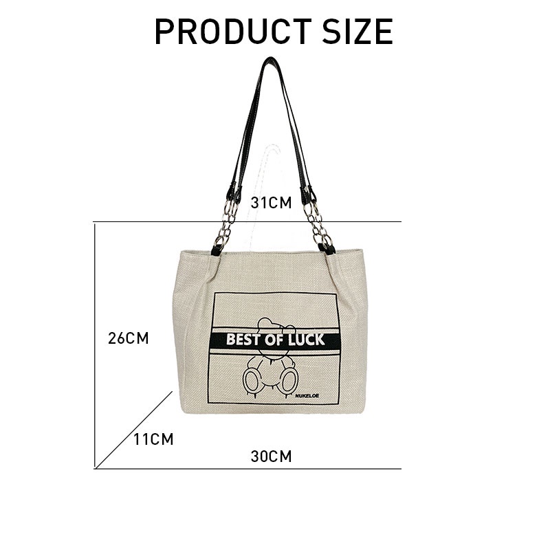 Mischa Túi Xách Đeo Vai Sức Chứa Lớn In Họa Tiết Đơn Giản Thời Trang Hàn Quốc