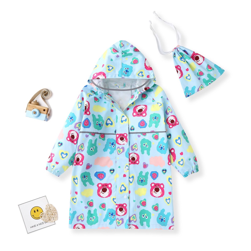 Áo Mưa In Hình Gấu Hoạt Hình Trọng Lượng Nhẹ Chất Lượng Cao Cho Bé Gái