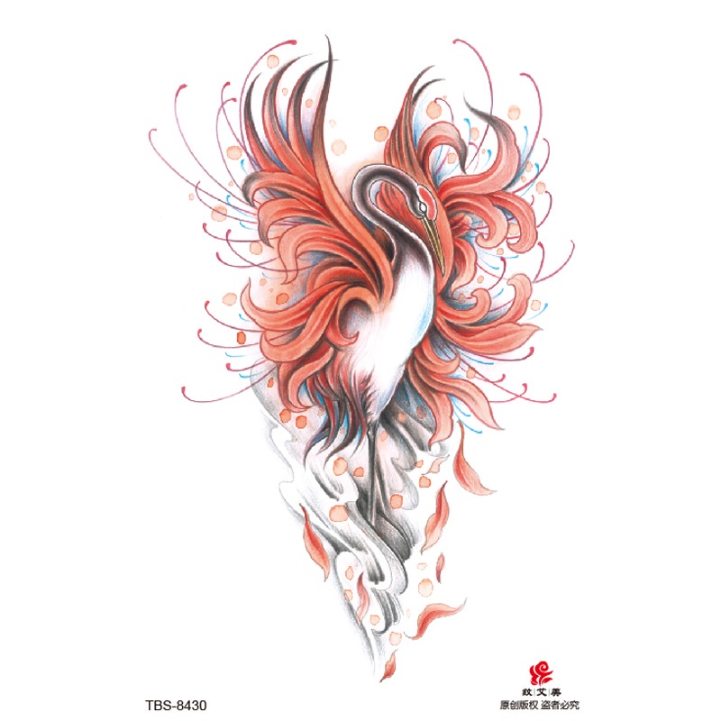 Hình Xăm Dán Tạm Thời Chống Nước Họa Tiết Hoa Lily / Sói / Sư Tử / Hổ Màu Đỏ Cho Nam Và Nữ