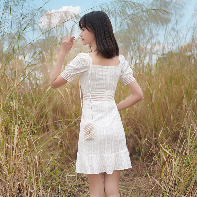 Đầm Hoa Tay Ngắn Phong Cách Pháp Thời Trang Mùa Hè Mới 2023