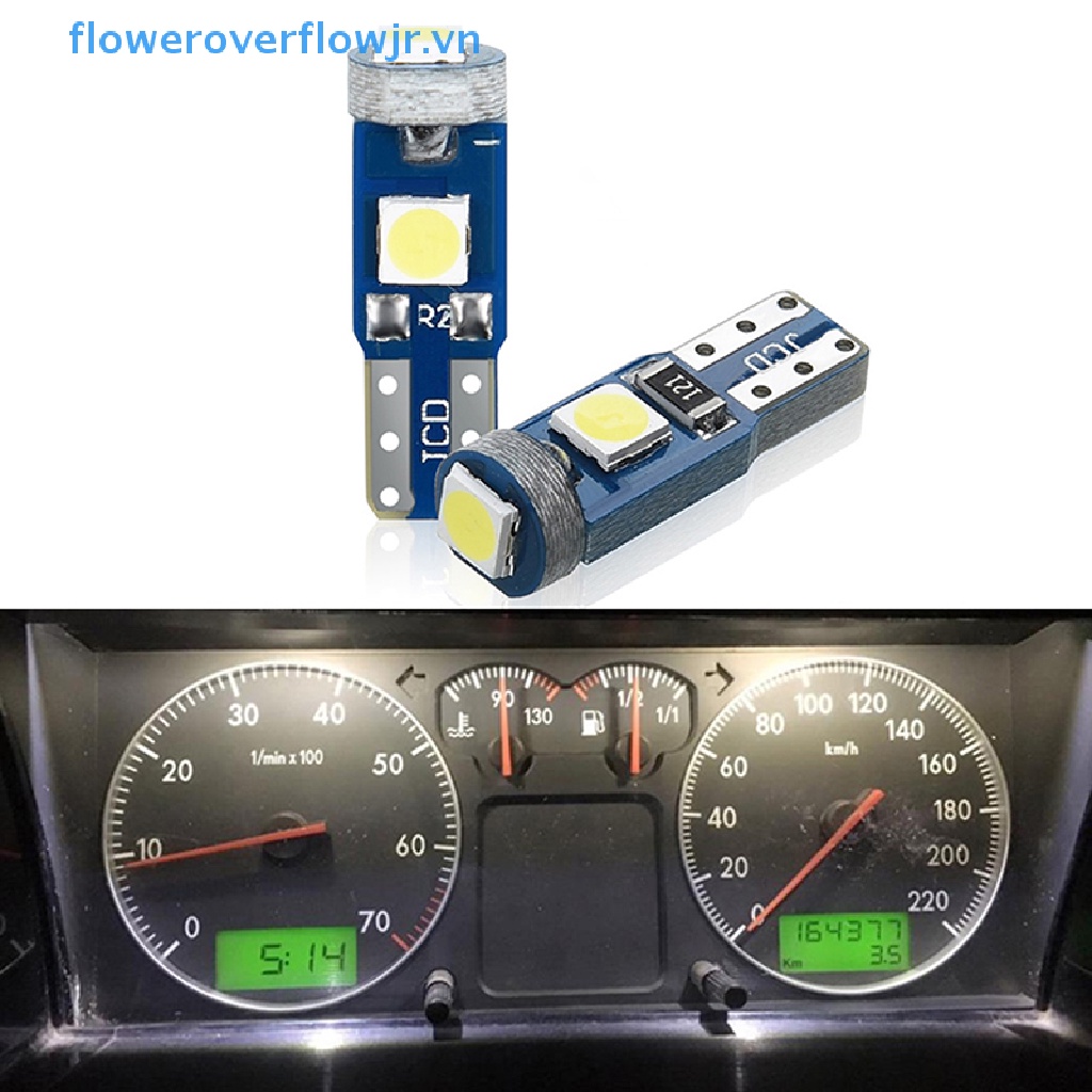 10 Bóng Đèn Led T5 W3W W1.2W 3030 Ánh Sáng Trắng Ấm Gắn Bảng Điều Khiển Xe Hơi