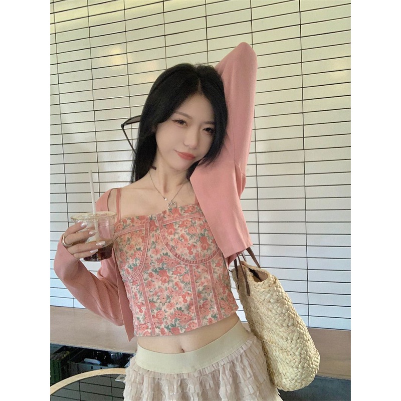 Áo Khoác Len Cardigan Kèm Áo Hai Dây Phong Cách Mới