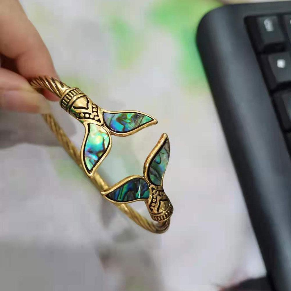 Vòng Tay Kim Loại Màu Gradient Hình Đuôi Nàng Tiên Cá Phong Cách Hàn Quốc Thời Trang Mùa Hè Cho Nữ A4K