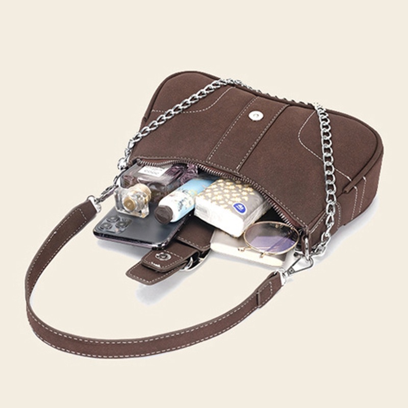 Túi Đeo Vai Nhám Mềm Mại Phối Dây Xích Đơn Giản Chất Lượng Cao Cho Nữ