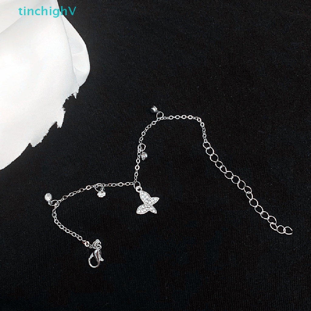 [TinchighV] Vòng Tay Dây Xích Bằng Bạc Zircon Hình Bướm Lấp Lánh Chống Dị Ứng Làm Quà Tặng Trang Sức Cho Nữ [Mới]