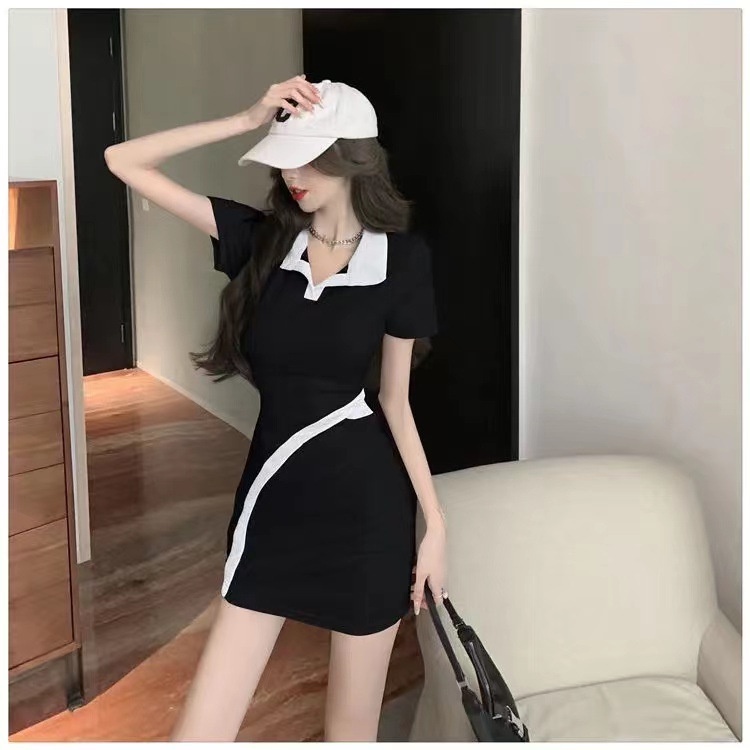 IELGY     Đầm Khoét Eo Khoét Lỗ Ghép Nối Nhẹ Nhàng Phong Cách Gia Đình Cho Nữ