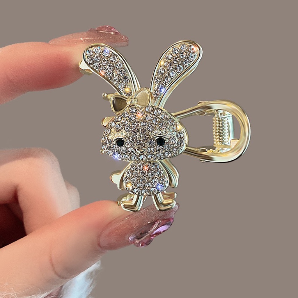Kẹp tóc kim loại CHLINS hình thỏ đính đá thời trang cho nữ