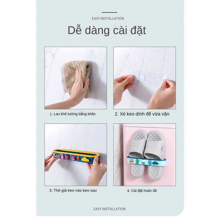 Giá Treo Dép Gắn Tường Không Cần Đục Lỗ Thoát Nước Tiện Dụng Cho Nhà Tắm