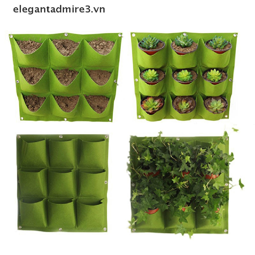 Túi Trồng Cây Treo Tường Dạng Đứng Màu Xanh Lá Cây ~