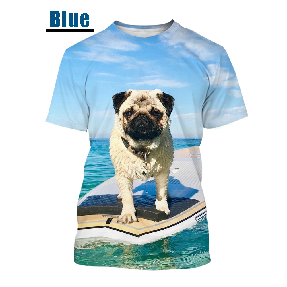 Áo Thun Tay Ngắn In Hình Chú Chó Pug 3D Dễ Thương Phong Cách Harajuku Thời Trang Cho Nam Và Nữ Size S-3XL
