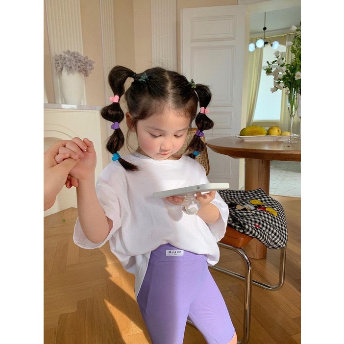 Quần legging lửng bé gái HELLO QG370 sz 90-140, legging gân co dãn thoải mái, thời trang hè siêu xinh cho bé