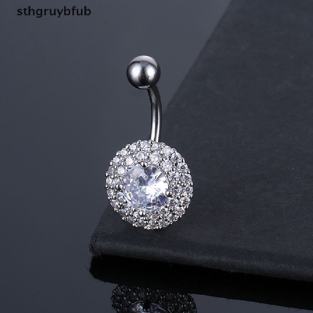 Khuyên Rốn Bằng Thép Không Gỉ Hình Hoa Đính Đá Zircon Quyến Rũ