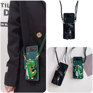 Ốp Điện Thoại Da PU Kiểu Ví Chống Sốc Hình Khủng Long Cho Samsung Galaxy Z Flip 4 Z Flip 3 5G Z Flip 4 Zflip3 Z Flip4 Z Flip 3