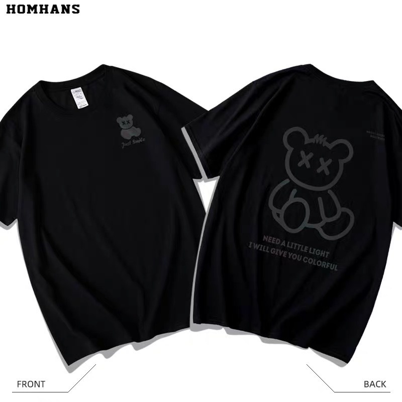 Áo đôi Thun hè Nam nữ phản quang 7 màu in Gấu (2 chiếc), Áo thun Unisex From rộng, chất đẹp mặc không xù - MODY