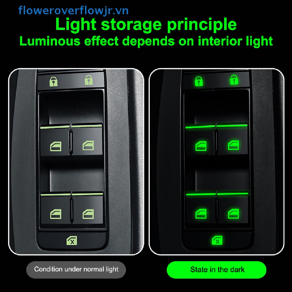 Miếng Dán Nút Công Tắc Điều Khiển Cửa Sổ Họa Tiết Dạ Quang Phát Sáng Ban Đêm Cho Xe Hơi