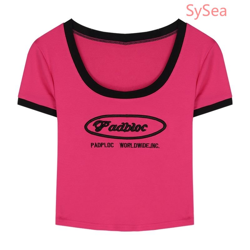 Áo Thun Ngắn Cổ Tròn In Chữ Thời Trang Mùa Hè Quyến Rũ Cho Nữ