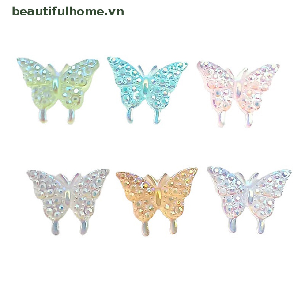 Set 50 Phụ Kiện Trang Trí Móng Tay Hình Bướm 3D Nhiều Màu Sắc Bằng Nhựa Resin